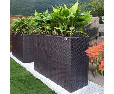 Casaria Bac à Fleurs polyrotin Brun 4 Compartiments 95x27x60cm Pot Fleurs, bac Vertical, intérieur, extérieur