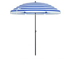 SONGMICS Parasol Droit, Ø 160 cm, UV 50+, Nervures en Fibre de Verre, Toile Polyester, Inclinable, Sac de Transport, Terrasse, Jardin, Balcon, Plage, Bleu Rouge et Blanc GPU60WU
