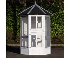 JoyPet.eu Volière Cage à Oiseaux Hannah 127x187cm Blanc-Gris