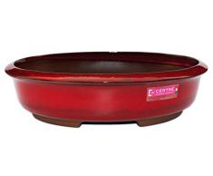 Pot ovale pour bonsaï Art.6000 – cm.33 x 26 x 8,5h. émaillé Rouge Nouveau Certre – Novita