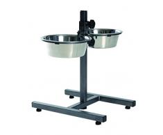 Trixie Porte-gamelle pour chien, 2 x 1,8 L (diamètre 20 cm), réglable en hauteur jusquà 40 cm, Argent