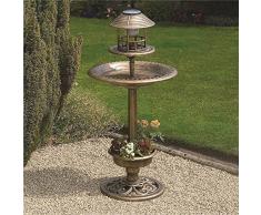 NEUF bronze extérieur Mangeoire pour oiseaux Baignoire LUMIÈRE SOLAIRE RÉSISTANT AUX INTEMPÉRIES Jardin Hôtel