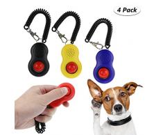 TedGem Clicker d’éducation avec dragonne de poignet, ensemble de 4 clickers training à gros bouton pour dressage animalier - Chien, chat, chiot , oiseau et cheval
