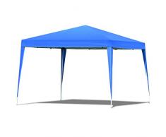 DREAMADE Tonnelle Pliante Imperméable de Jardin avec 3 Niveaux de Hauteur en Tissu d’Oxford 3 x 3 x 2.5Mètre Bleu/Vert/Blanc/Café/Rosé (Bleu)