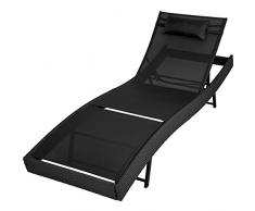 TecTake 800315 Chaise Longue Bain de Soleil Meuble de Jardin en Poly Rotin Transat - diverses Couleur (Noir | No. 402057)