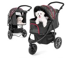 TOGfit Pet Roadster - Poussette pour Chien, Chat, Animaux & Chariot pour Chien jusqu’à 32 kg - Grandes Roues, Guidon variable en Hauteur, Compact et Pliable avec Matelas inclus - Noir