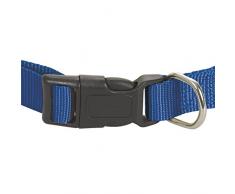 CHAPUIS SELLERIE Collier pour Chien Sangle Réglable Nylon Bleu 15 mm 35 - 50 cm, Taille S