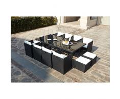 JFB Le Vito : Salon Jardin Noir encastrable en résine 12 Personnes