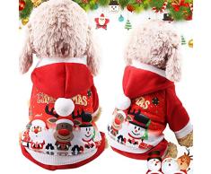 Idepet Sweat à Capuche Chien Chat Manteau dautomne dhiver Chaud pour Animaux de Compagnie de Noël Vêtements de Chien de Coton avec Bouton De Plein air Combinaison de Chien pour Petits Chiens