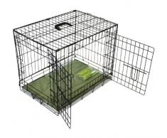 BUNNY BUSINESS Cage en métal avec 2 portes, matelas et rouleaux Noir