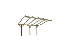 Tonnelle Adossée en Bois pour Terrasse - Toiture Archée a Forme S (h 305 x 525 x 410 cm)