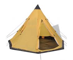 tidyard Tente de Camping pour 4 Personnes Style Moderne Jaune 365 x 365 x 250 cm