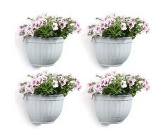 T4U 4pcs 26.5CM Pots Suspendus Plantes Mural Support Fleur Paniers - Gris Clair, Plastique Pot de Aloès Herbe Orchidée Paniers de Résine Décoration de Mariage pour Maison Jardin la Fenêtre Porche