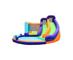 AirMyFun Château Aquatique Gonflable avec Double Toboggan, Mur descalade, Aire de Jeux et de rebonds - Grand Splash - Surface 460x415x230 cm - souffleur et Sac de Rangement Inclus
