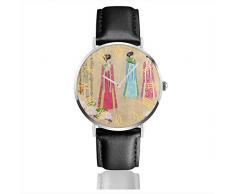 Femmes Montre Chinois Filles Étang Bambou Nénuphar Merveilleux Affaires en Acier Inoxydable Quartz Montres-Bracelets