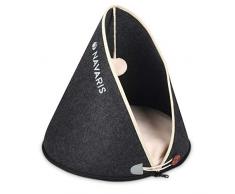 Navaris Abri intérieur pour Chat - Grotte 40 x 40 x 42 cm avec Coussin pour Chats Chatons - Lit en dôme pour Animal de Compagnie Petit Chien Chiot