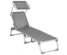 SONGMICS Chaise Longue, Bain de Soleil, Transat de Relaxation, avec dossiers et Parasol inclinables, Pliable, léger, 55 x 193 x 31 cm, Charge 150 kg, pour Jardin, Motif Oiseaux, Gris foncé GCB19BG