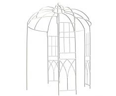 OUTOUR® - Tonnelle de style français - 4 côtés - En forme de cage à oiseaux - En métal - Support pour plantes, vigne vierge, fleurs, roses - Pour jardin, pelouse, cour, patio - Pour mariage - Blanche.