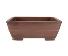 Pot à bonsaï 39.5x29x15.5cm antique brun rectangulaire en grès