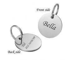 HOUSWEETY Médaille Chien Chat à Graver Rond Collier Chien Personnalisé Prénom pour Petit Chien Grand Chien Argent 25mm