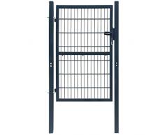 vidaXL Portillon de jardin 2D (Single) Porte de clôture Gris anthracite 106 x 210 cm