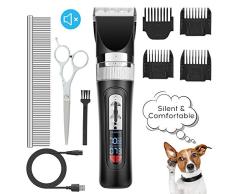 Mkocean Tondeuse Chien Chat Tondeuse Animaux sans Fil Détachable Tondeuse pour Chien Lames en Céramique Ecran LCD Charge Rapide Rasoir Chien Lame Détachable et Lavable à Faible Bruit