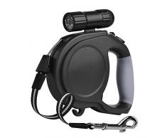Laxus Laisse de Chien Rétractable, Laisse pour Chien Enrouleur, Ruban Solide en Nylon 8 M pour Toutes Les Tailles de Chien Jusqu’à 50kg Laisse Réglable,avec Lampe de Poche