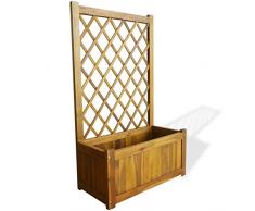 Festnight Jardinière avec Treillis en Bois Massif dacacia Bac à Fleur Extérieur