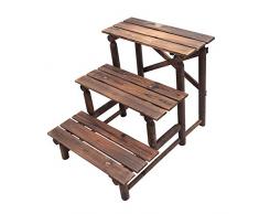 GFF Jardinière dextérieur en Bois Massif Échelle de Plante en Pot Balancelle Multicouche de Support de présentoir au Sol Carbonisation anticorrosion (Taille: 70 u0026 Times; 91 u0026 Times; 7