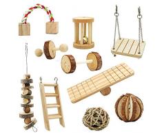 SODIAL Jouets à Macher de Hamster,Paquet de 10 Accessoires de Jouets de Chinchilla de Rats de Cochons Guinée Pin Bois Naturel Jouet Molaire pour Oiseaux Lapin Gerbilles