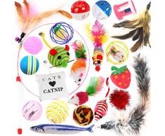 Jouet Chat, Legendog 22PCS Jouet pour Chat Jouet Interactif Chat Morceaux Jouets pour Chat Inclure Plumeau Chat-Catnip Jouet- Ensemble Cadeau Jouet Parfait pour Chat