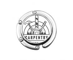 Mignon Pliable Sac à Main Cintre Sac à Main Crochet Architecture Charpentier Vintage Monotone menuiserie menuiserie Badge Hache