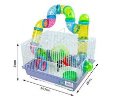 Cage pour hamster 34,5 x 28 x 24 cm avec tubes de couleurs