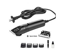 MQFORU Tondeuse Électrique Chien Chat Professionnelle Silencieuse avec Fil de 2.8M Équipée 12V Moteur Puissant Double Lames Détachable en Céramique Titane pour Poils Longs Épais Noir