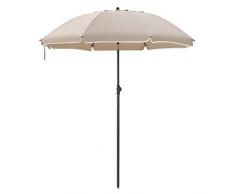 SONGMICS Parasol Droit, Diamètre en Arc 200 cm, Octogonal, Toile Polyester, Nervures en Fibre de Verre, Inclinable, Sac de Transport, Terrasse, Jardin, Balcon, Plage, Taupe GPU65BRV1