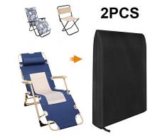 2pcs Housse Chaise Pliante Bain de Soleil Jardin Durable,Couverture Transat Fauteuil Relax Pliable Extérieur Imperméable,Bâche Protection Chaise Longue Inclinant Anti UV 93x82cm (2pcs)