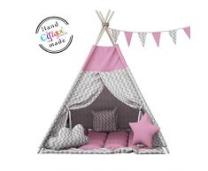 Elfique New Tipi d’indien, tente de jeux, couverture doublement rembourrée, gris
