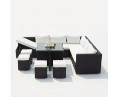 JFB Le Milton : Salon de Jardin encastrable en résine tressée Noire 10 Personnes