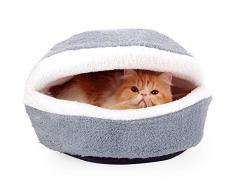 Mallalah Chat Sac de Couchage Burger Maison Chien Fourniture Détachable Lit Nid Corbeille Niche Dôme Doux et Confortable