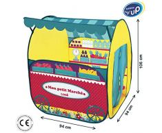 LUDI - Tente pour jouer à la marchande. Structure pop-up en tissu 106 x 94 x 94 cm. Dès 3 ans. Se plie et se range dans un sac. Tissu résistant - 60002