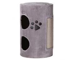 Dibea Tonneau Griffoir/Arbre à Chat Colonne avec Peluche/Sisal Gris Clair Haut 58 cm