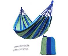 ValueHall extérieur Doux en Coton Tissu hamac brésilien Double Largeur 2 Personne Voyage Camping hamac (Bleu)