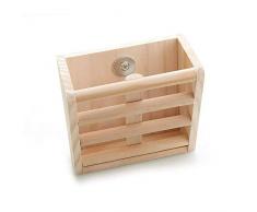 Nrpfell Accessoires de Cage pour Petits Animaux Foin de Lapin Rack dalimentation,Bois Naturel Foins Creche,Rat de Hamster Gerbille Plateforme de Surveillance Sport Jouer Jouet dexercice