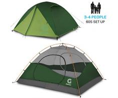 Gonex Tente de Camping 3/4 Personnes Dôme Classique Imperméable Résistante au Vent