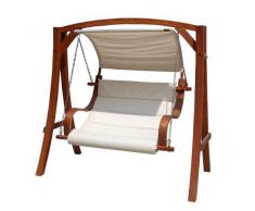 Balancelle jardin 2-3 places - meuble jardin - bois larix - auvent crème - 1,9 m