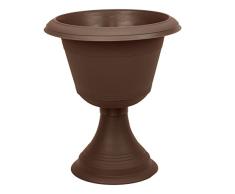 Pot de fleur en plastique avec soutien amovible, en marron fonce