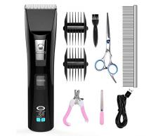 GOFUN Tondeuse Chien sans Fil, Tondeuse Animaux, Animaux électrique Tondeuse Professionnelle électrique Rechargeable Rasoir Toilettage Clippers pour Chien ou Chat