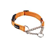 Kaka mall Collier Chien Semi Étrangleur en Nylon avec Bande Réfléchissante(Orange M 40-55CM)