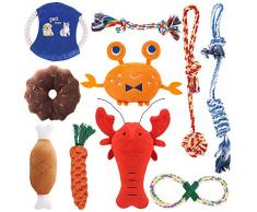 Meilo Jouet Chiot Chien,Jouets pour Chien, Jouet à Mâcher pour Chien,Jouet à Mâcher Interactif,Jouet à Mâcher Corde de Dentition pour Chiot et Jouet de Chien en Peluche avec（10 pièces）