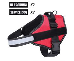Harnais pour chien respirant sans traction réglable, Coffre daide à lentraînement à la marche, Contrôle facile en extérieur pour les petits chiens de taille moyenne, Harnais pour chien rouge